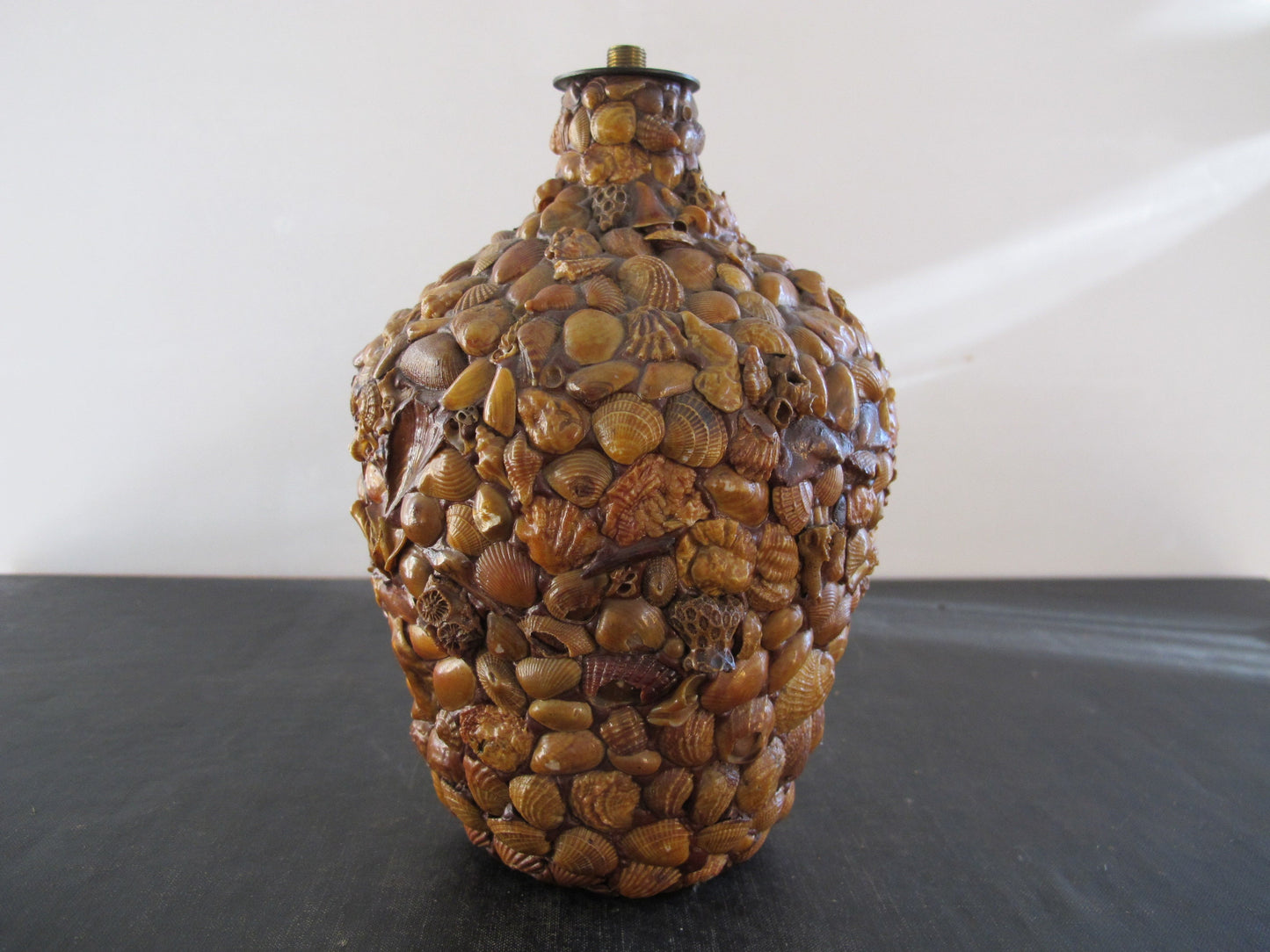 Shell Memory Folk Art Mosaic Sailor's Valentine Lamp Base and Jar Desk Set Freshwater American 1920s
