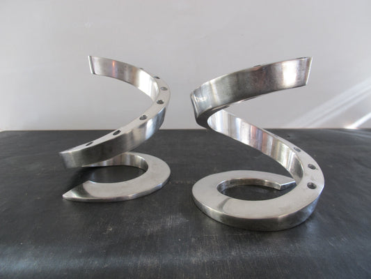 Dansk Pair Spiral Silver Plate Taper Holders Each Holds 12 Made in France c. 1960 1970