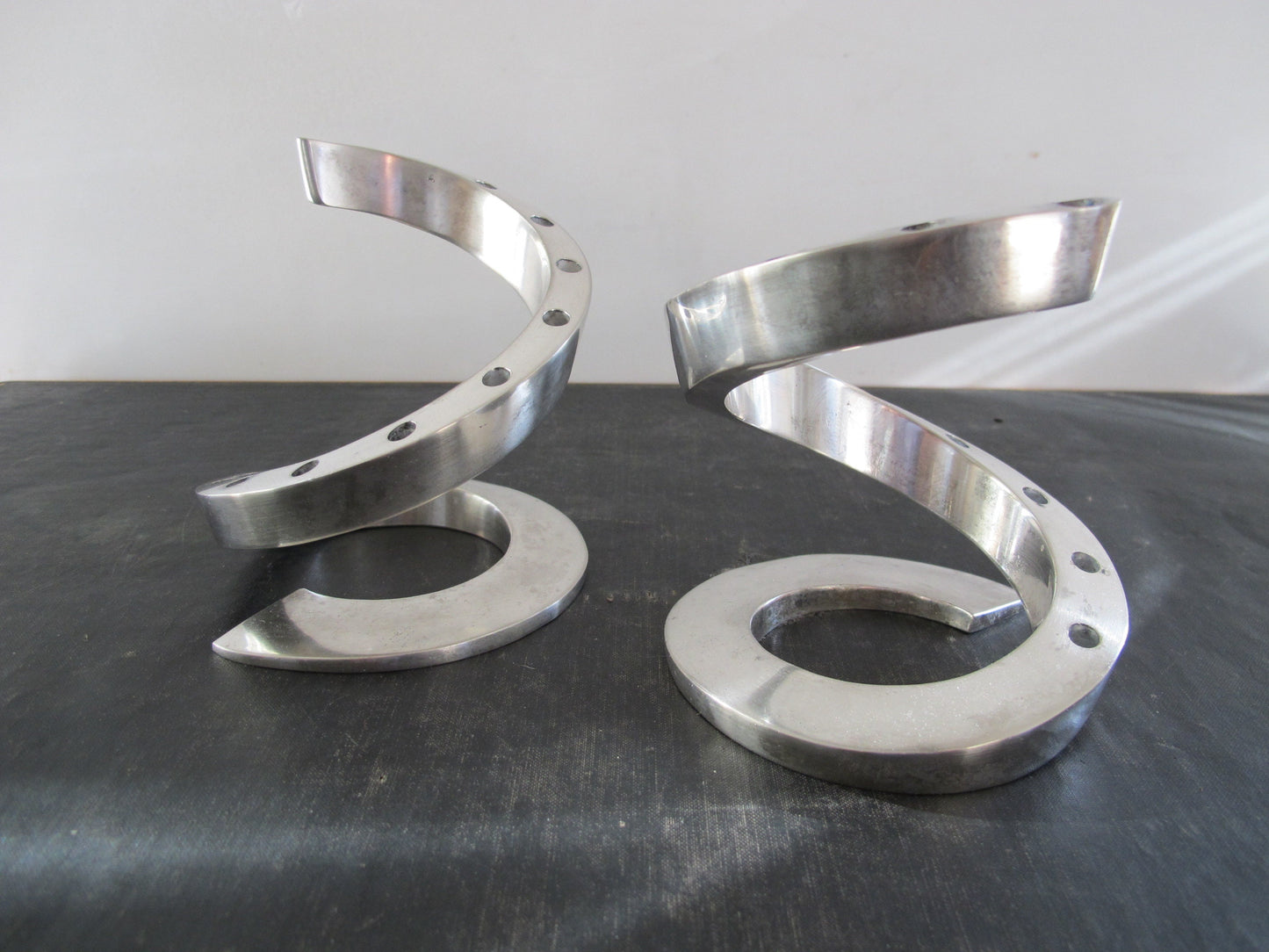 Dansk Pair Spiral Silver Plate Taper Holders Each Holds 12 Made in France c. 1960 1970