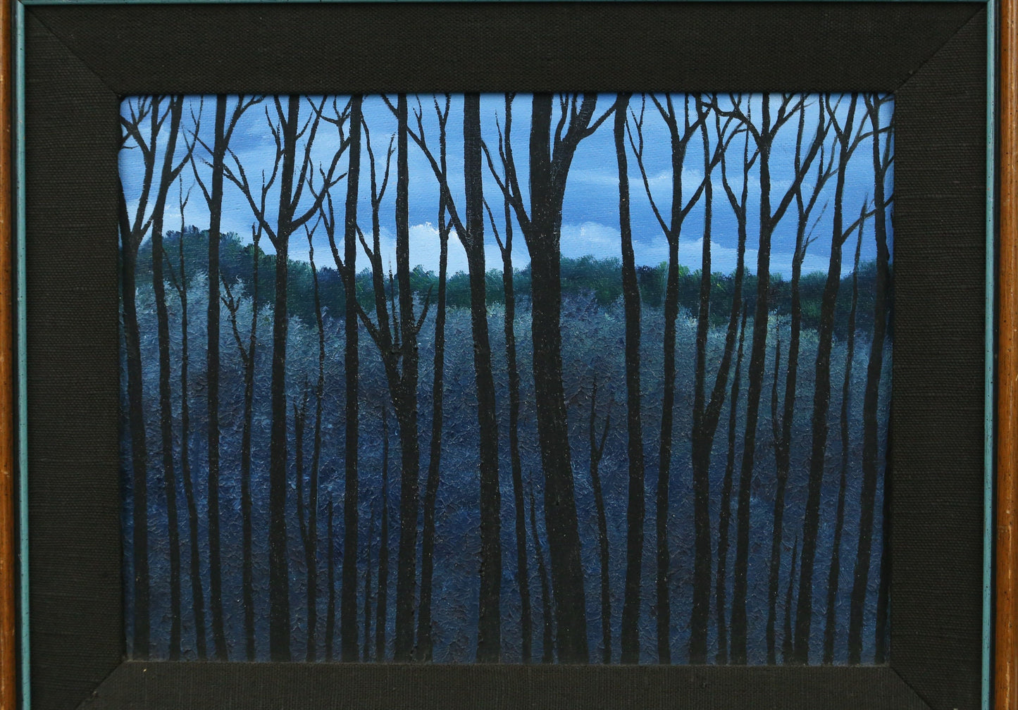 Painting Landscape Forest Night Dusk Trees Stormy Sky 1970