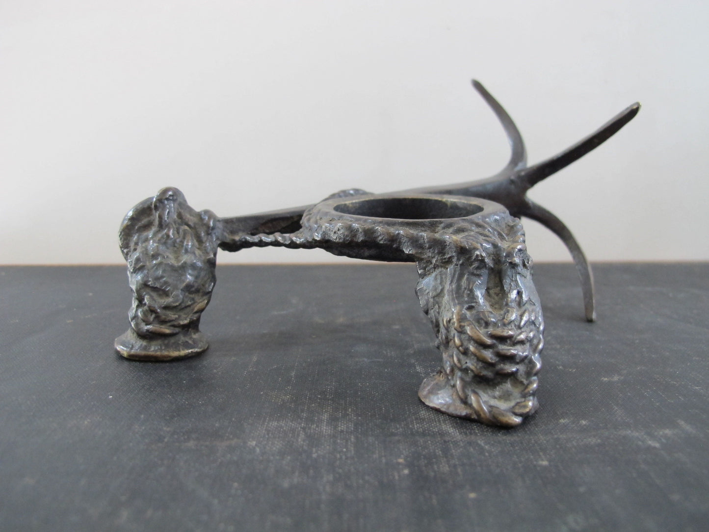 Inkwell Stand Anchor Bronze Faux Rope Nautical Expressive Miniature Very Finely Modeled and Cast Moby Dick