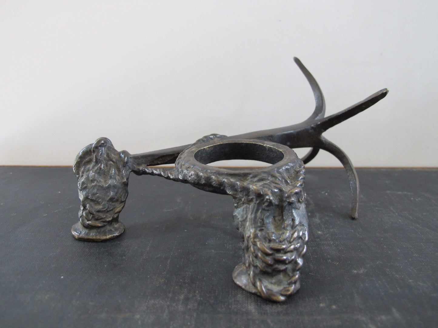 Inkwell Stand Anchor Bronze Faux Rope Nautical Expressive Miniature Very Finely Modeled and Cast Moby Dick