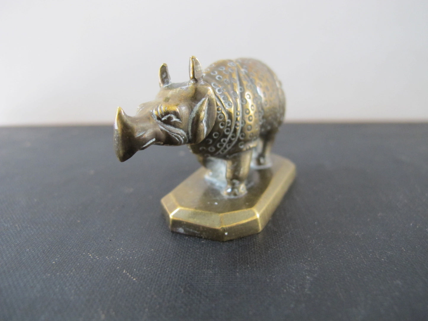 Anglo-Indian Miniature Sculpture Rhino Rhinocerus 19th Century 1860s 1870s Marked