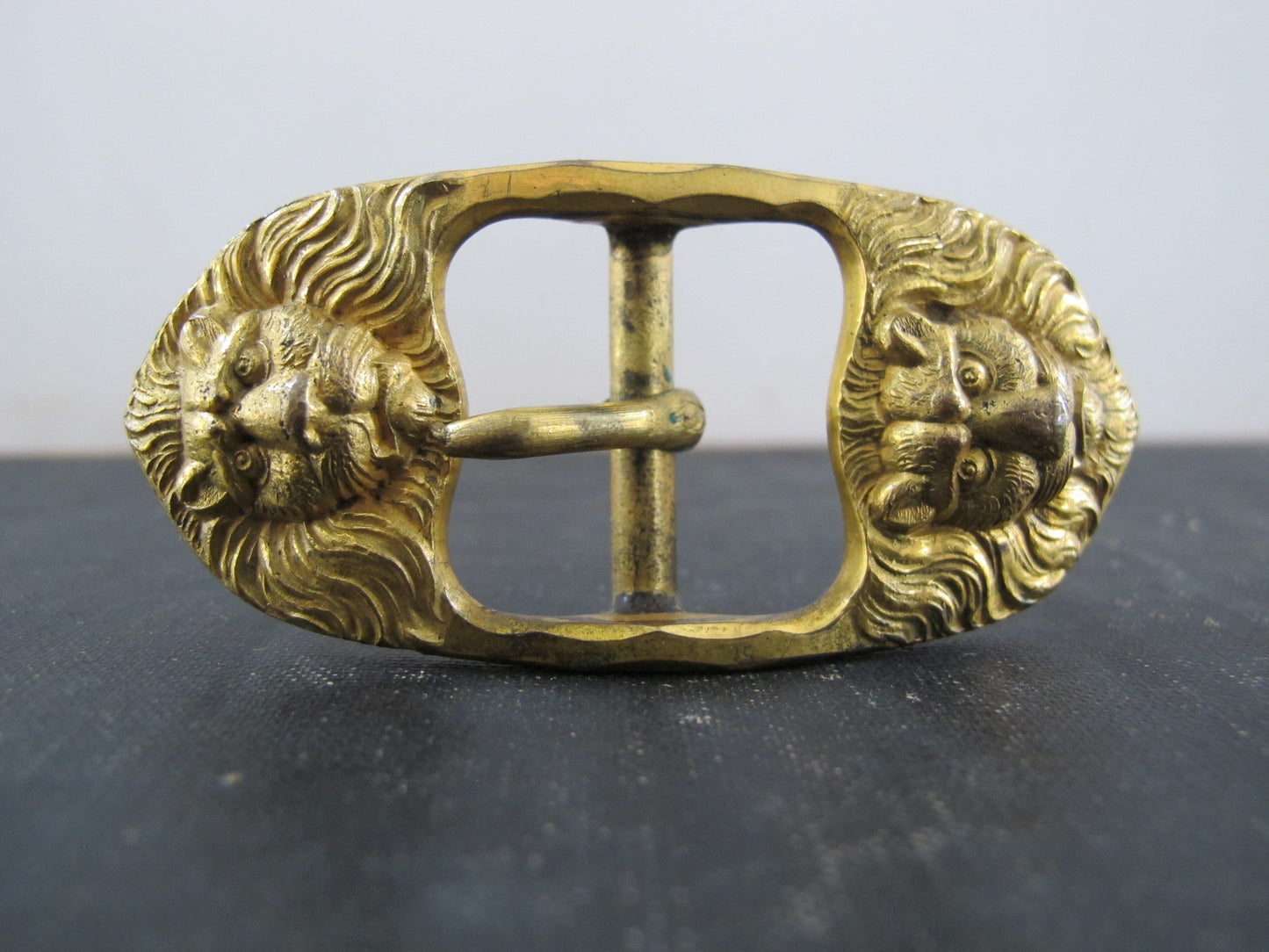 Scottish Kilt Sash Buckle with Lions Gilt Bronze 19th Century Victorian