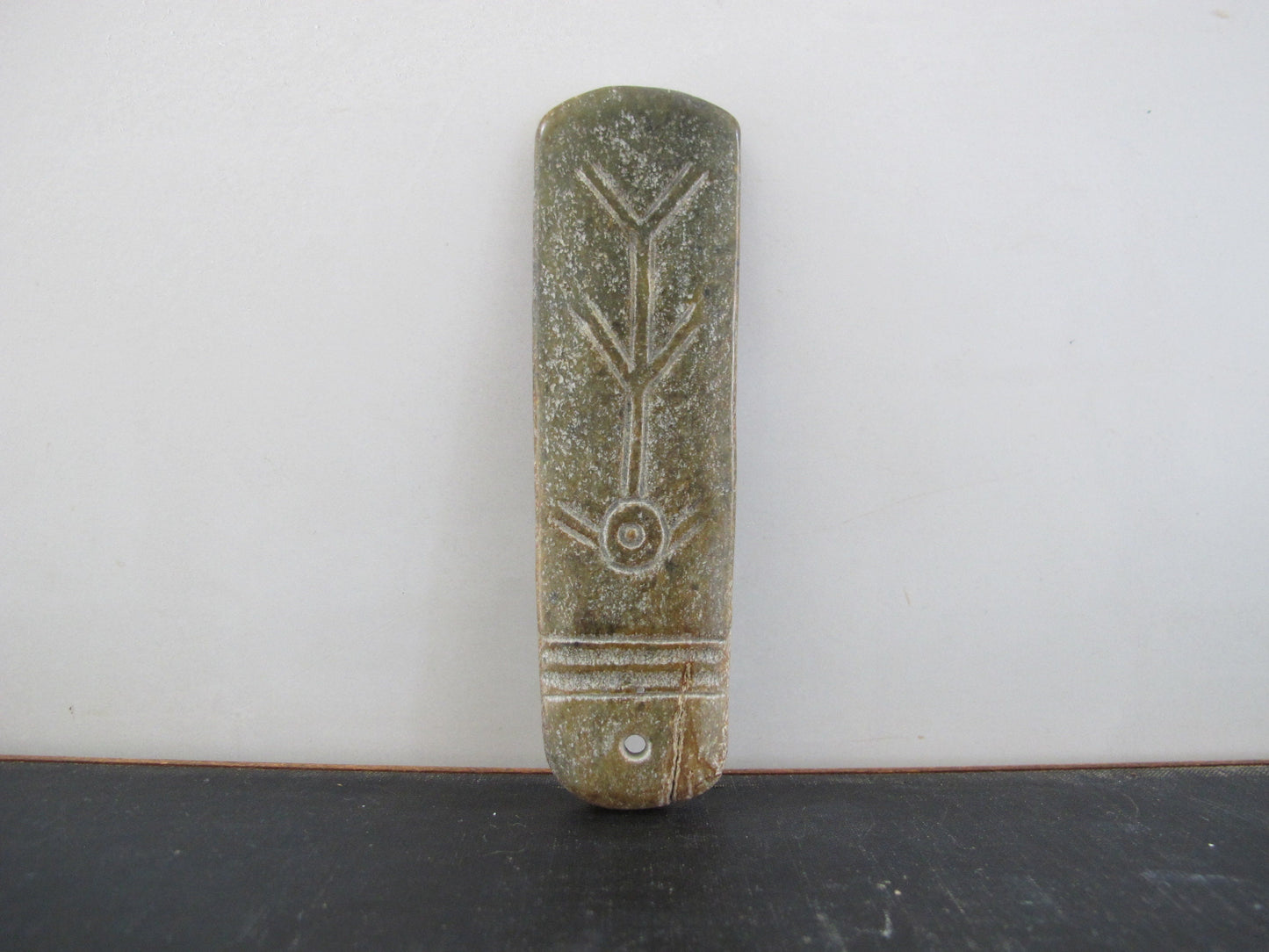 Hardstone Jade Nephrite Carving Chinese Antique Vintage Runes Archaic Characters Pendant