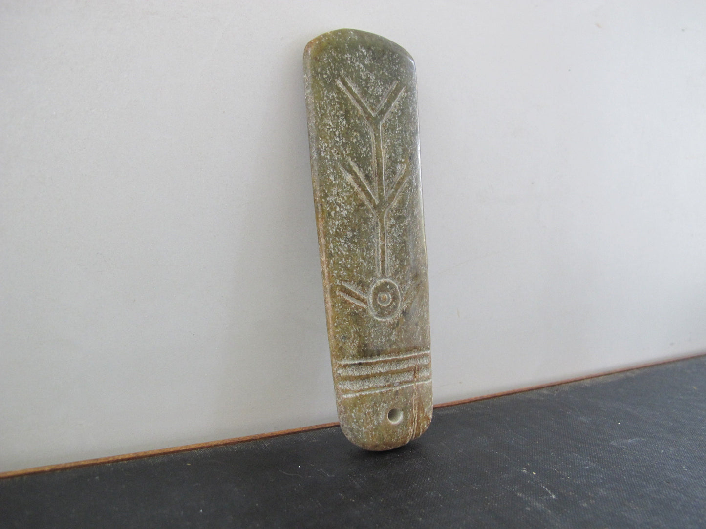 Hardstone Jade Nephrite Carving Chinese Antique Vintage Runes Archaic Characters Pendant
