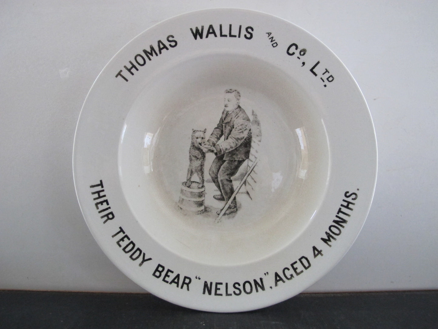 Bowl Plate Advertising Advertisement Bear Thomas Wallis and Co. Edwardian Victorian 1902 1900s