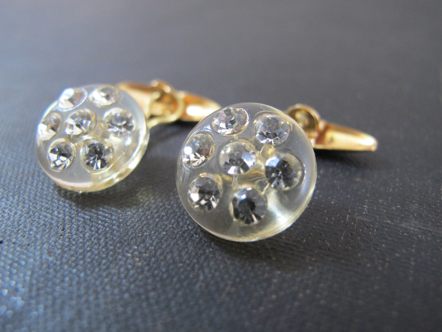 Cufflinks Lucite Resin Rhinestones Womens 1960s
