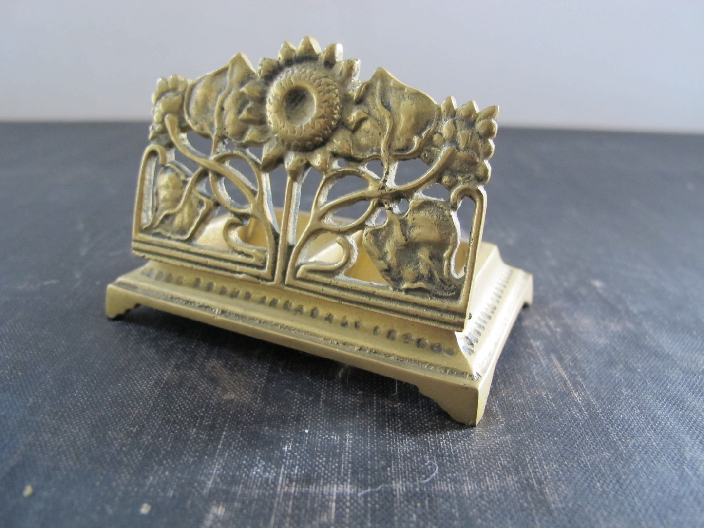 Stamp Holder Edwardian Art Nouveau Sunflowers Rampant over Sunflower Stamp holder