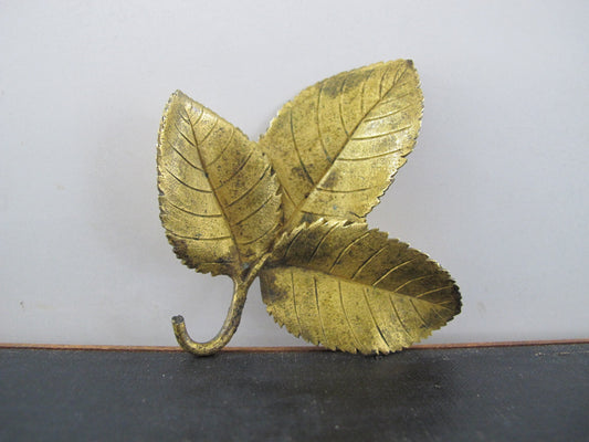 Sculpture Gilt Bronze Three Leaves Roses Victorian Finely Detailed 1850s 1800s
