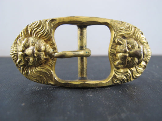 Scottish Kilt Sash Buckle with Lions Gilt Bronze 19th Century Victorian