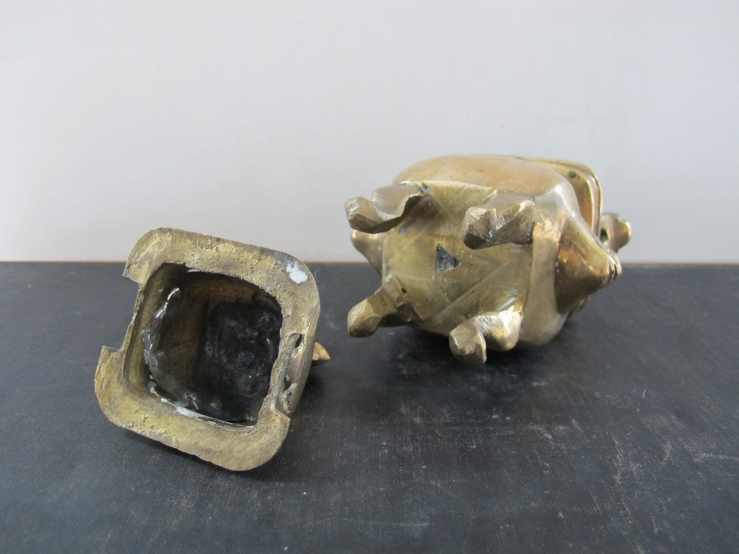 Censor Brass Chinese Foo Dog Dragon Heads 1920s