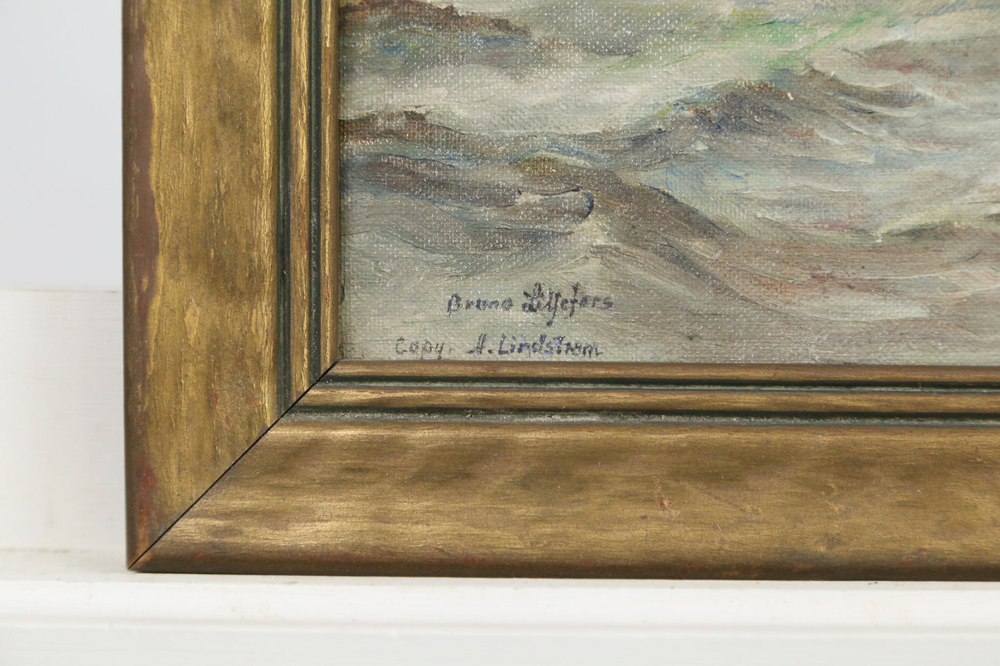 Painting Seascape Eagles Birds Signed Copy of A. Lindstrom 1930