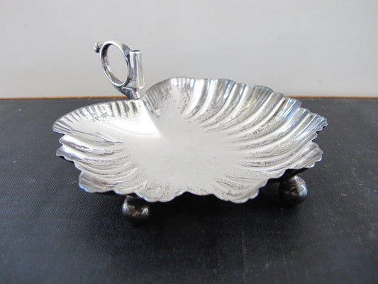 Shell Leaf Silverplate Handled Tray Incense Holder Fluted Reeded 1910s 1920s Edwardian Hotel Silver Silverplate Silver Plate