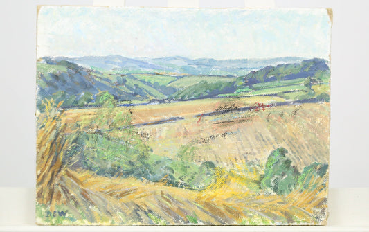 Painting Dorothy Whittington "Corn fields near Woodleigh" Landscape Fields