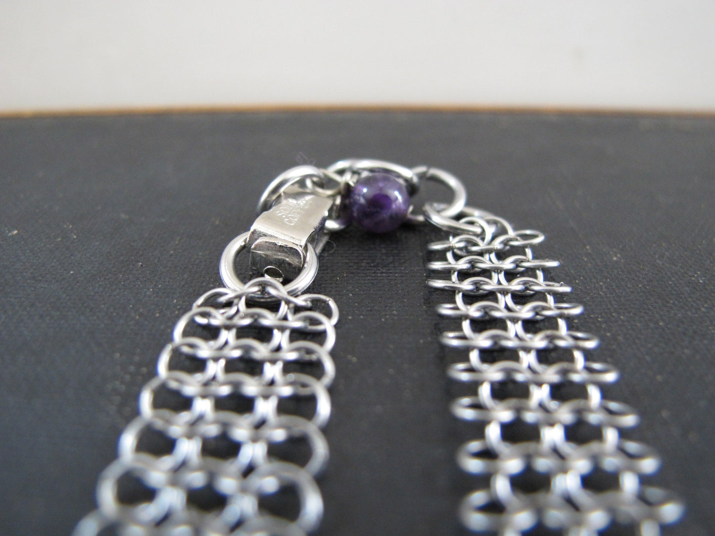 Choker Chain Mail 1990s Celtic Cross Amethyst Gwyneth Paltrow