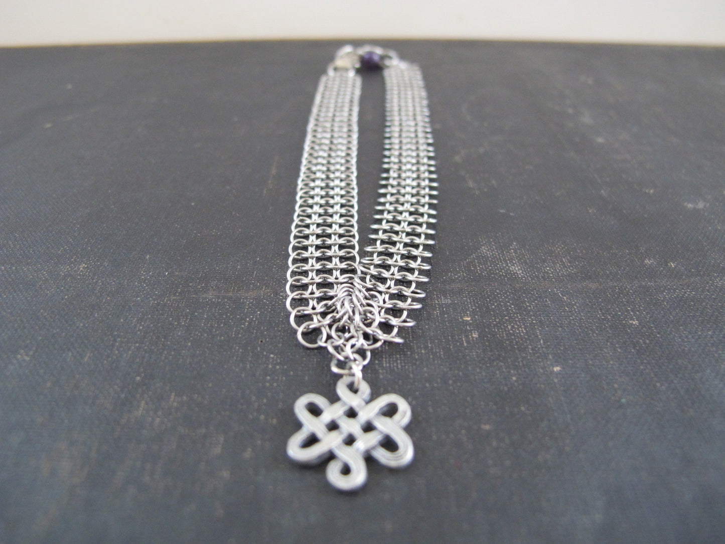 Choker Chain Mail 1990s Celtic Cross Amethyst Gwyneth Paltrow