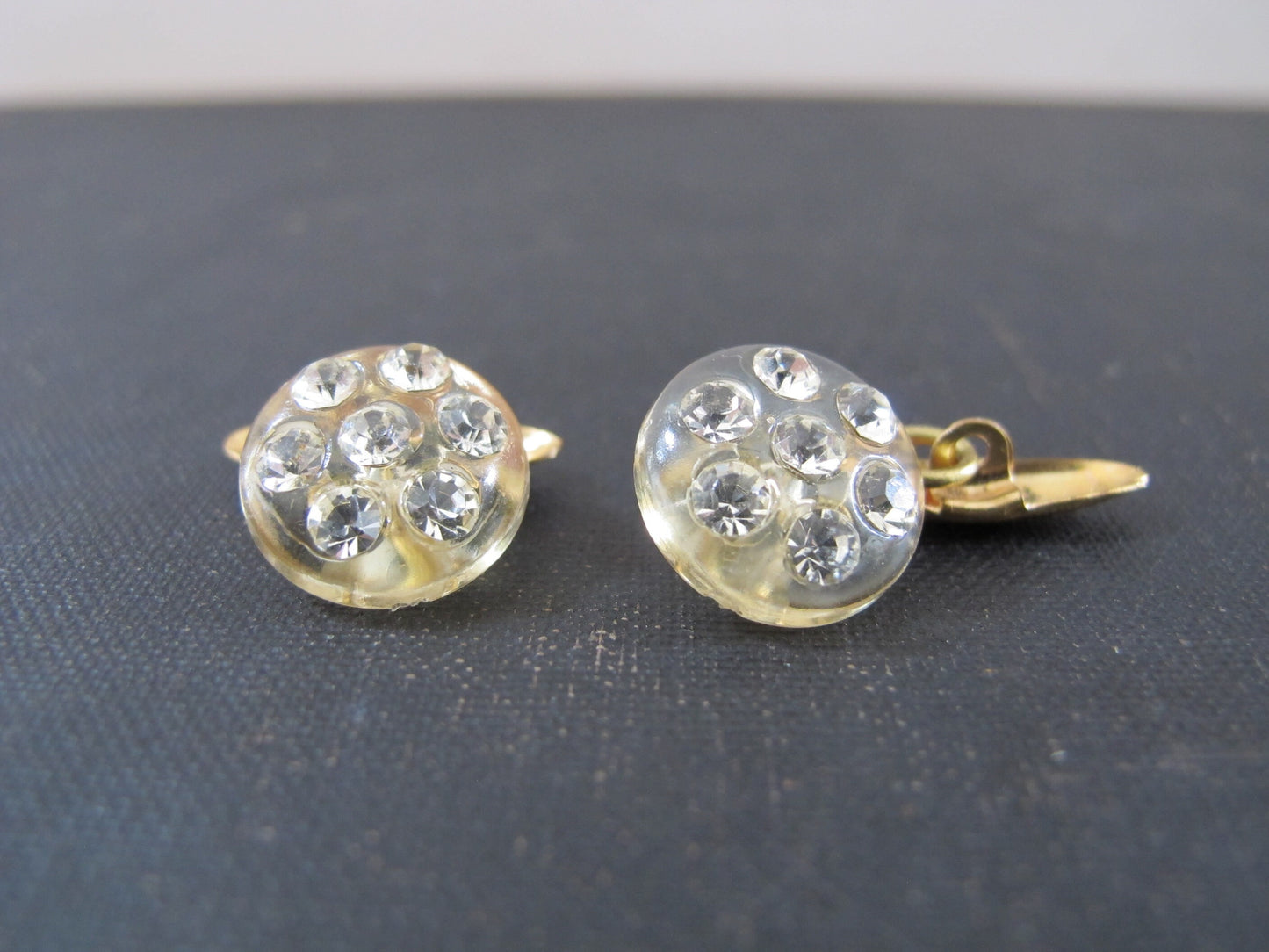 Cufflinks Lucite Resin Rhinestones Womens 1960s