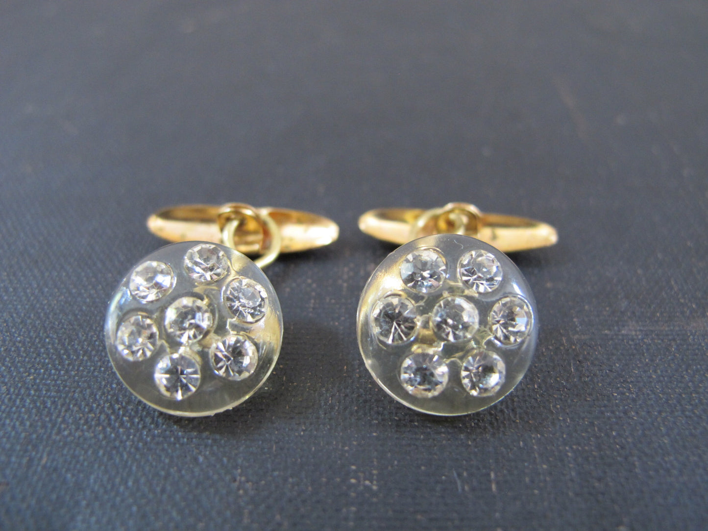 Cufflinks Lucite Resin Rhinestones Womens 1960s