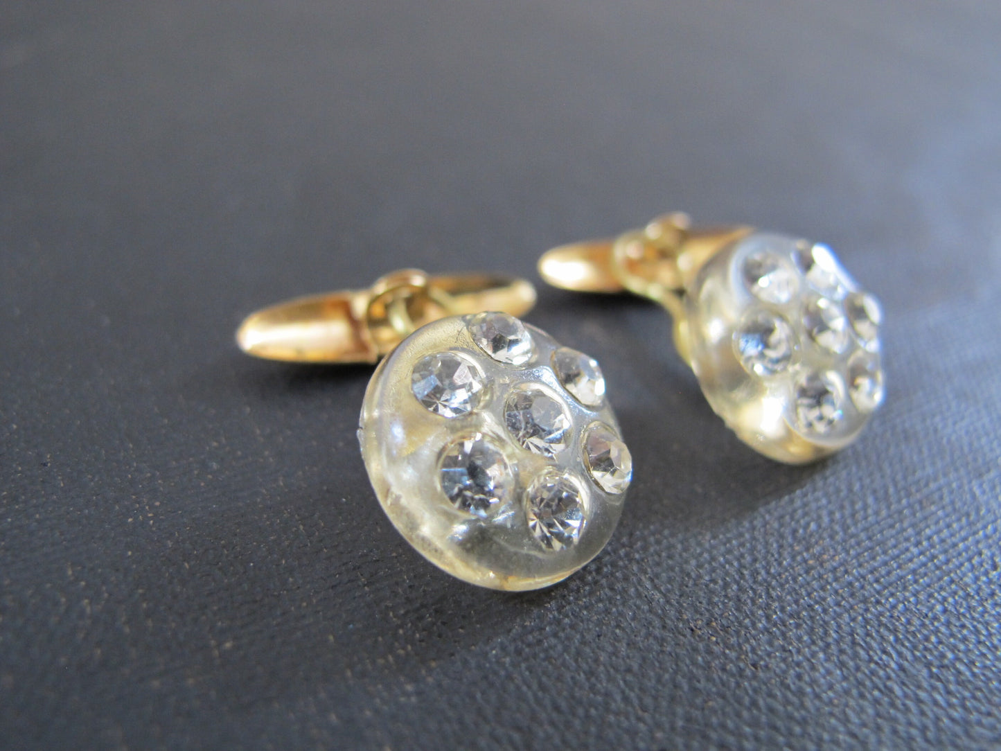 Cufflinks Lucite Resin Rhinestones Womens 1960s