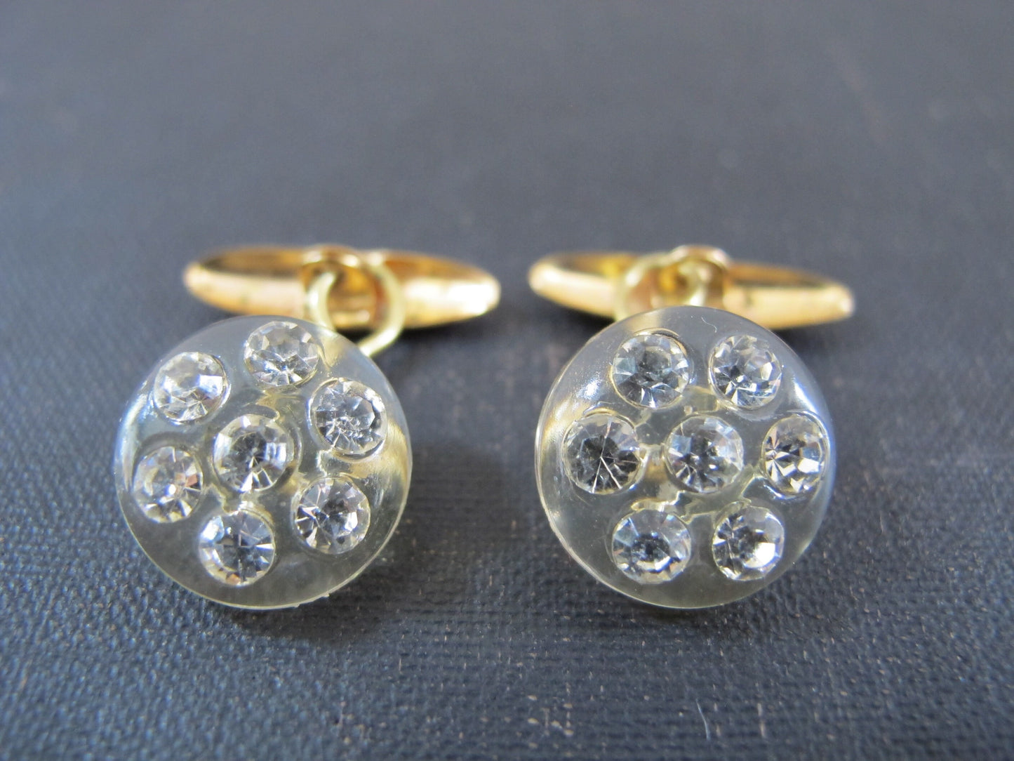 Cufflinks Lucite Resin Rhinestones Womens 1960s