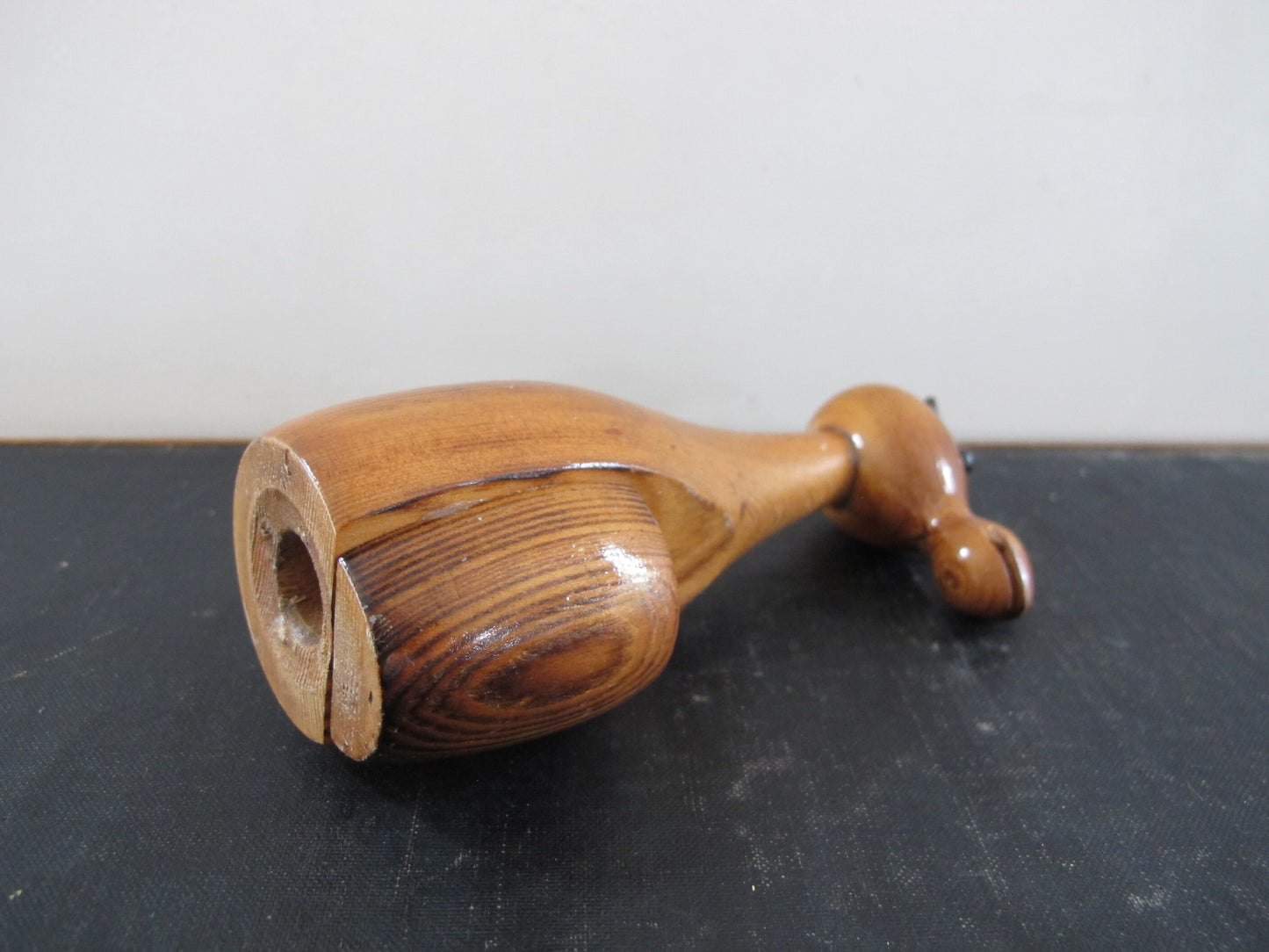 Toothpick Holder Japanese Cryptomera Horse Leather and Wood 1950s 1960s Treen