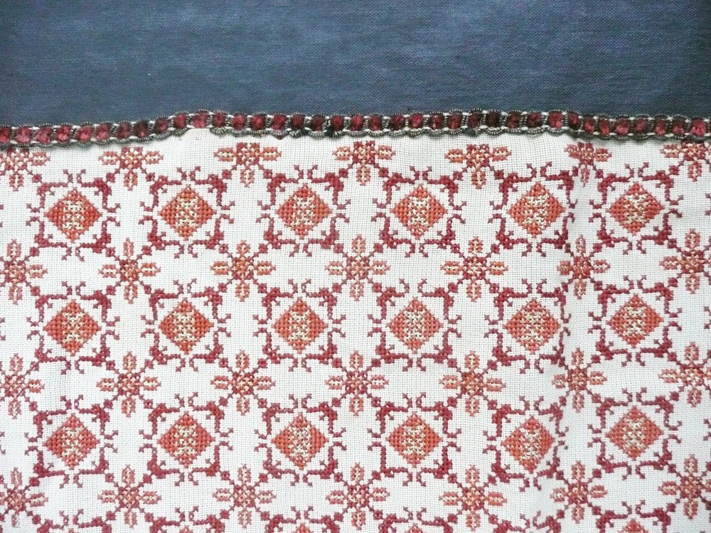 Table Runner Fabric Antique Cross Stitch Textile