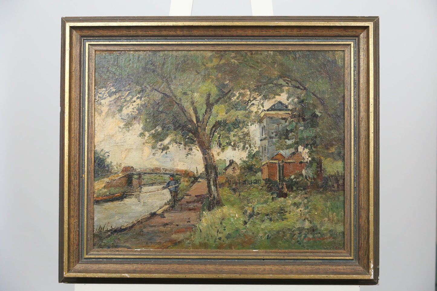 RESERVED FOR MIDDY -- Charles Dankmeijer Painting Oil Dutch Village Scene 1910s Carel