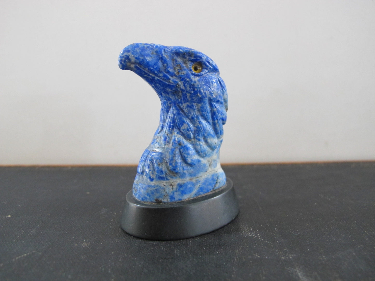 Eagle Sculpture Russian Lapis Lazuli Slate Inset Glass Eyes Hardstone Carving