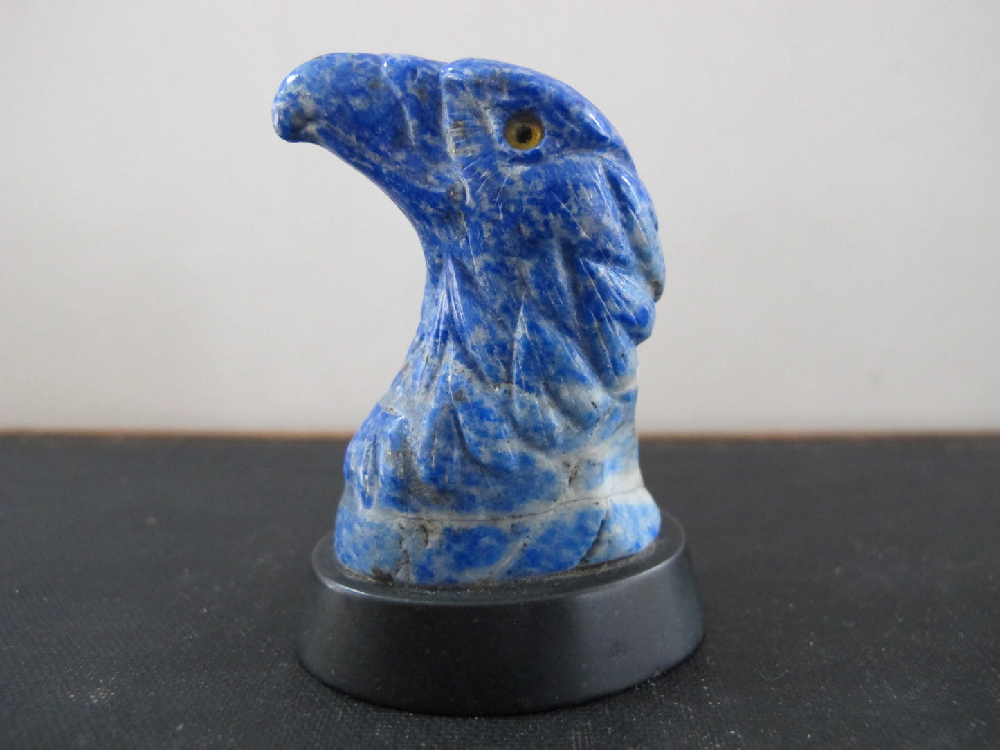 Eagle Sculpture Russian Lapis Lazuli Slate Inset Glass Eyes Hardstone Carving