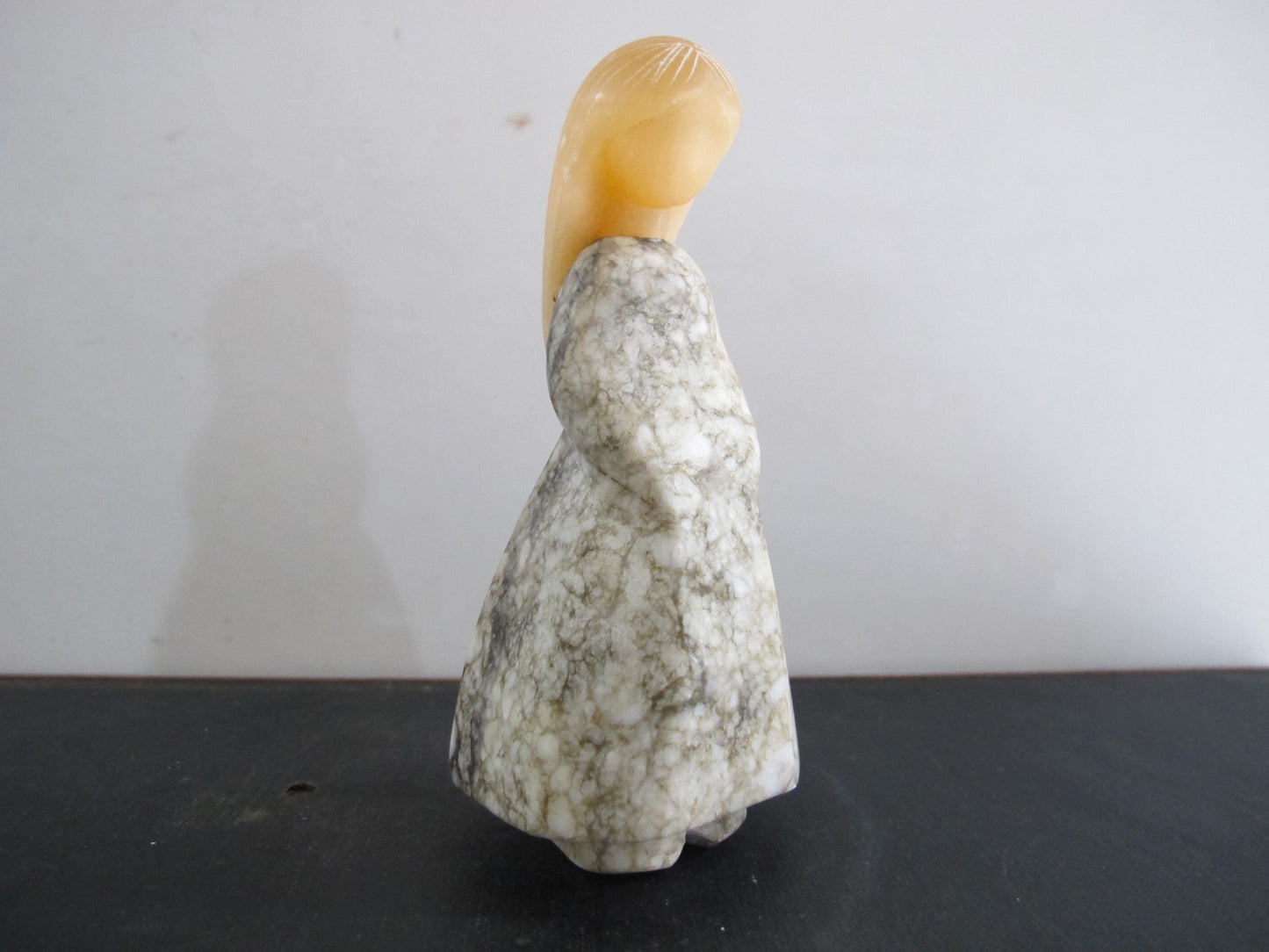 Sculpture Miniature Maiden Girl Mixed Minerals 1950s 1960s Hardstone Carving