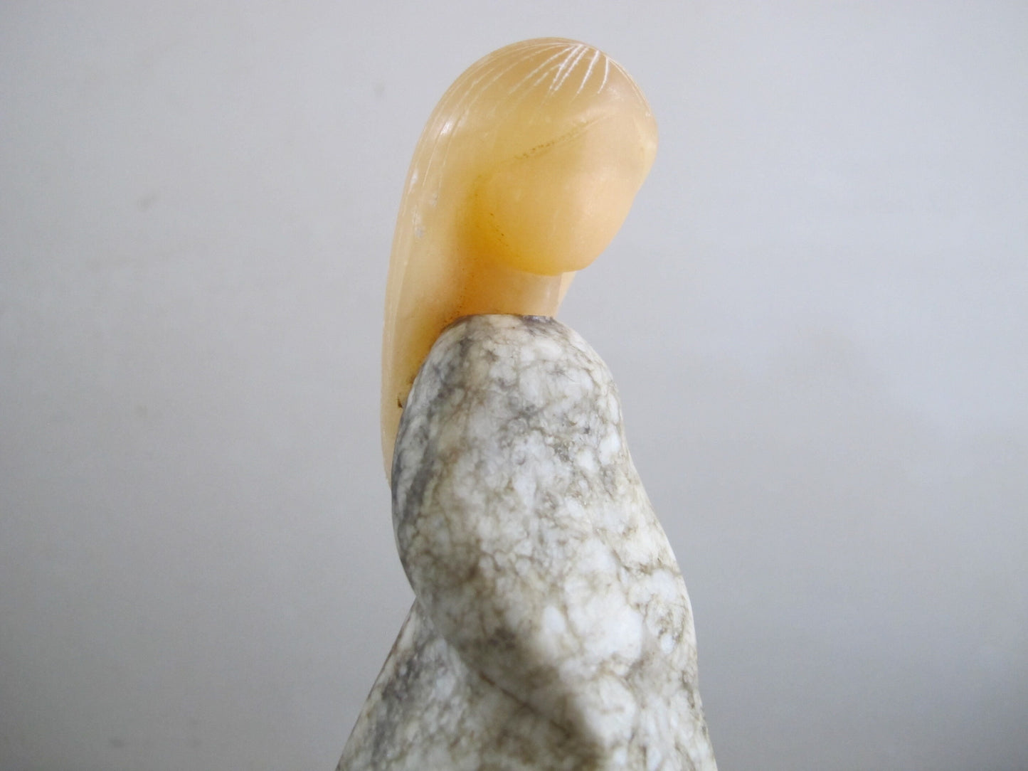 Sculpture Miniature Maiden Girl Mixed Minerals 1950s 1960s Hardstone Carving