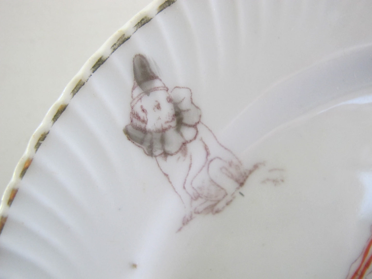Plate Dog Clown Jumping Through Hoop Circus Costume 1900s 1910s Edwardian Victorian