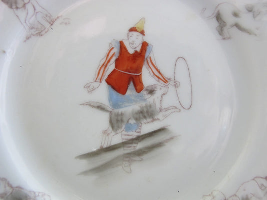 Plate Dog Clown Jumping Through Hoop Circus Costume 1900s 1910s Edwardian Victorian