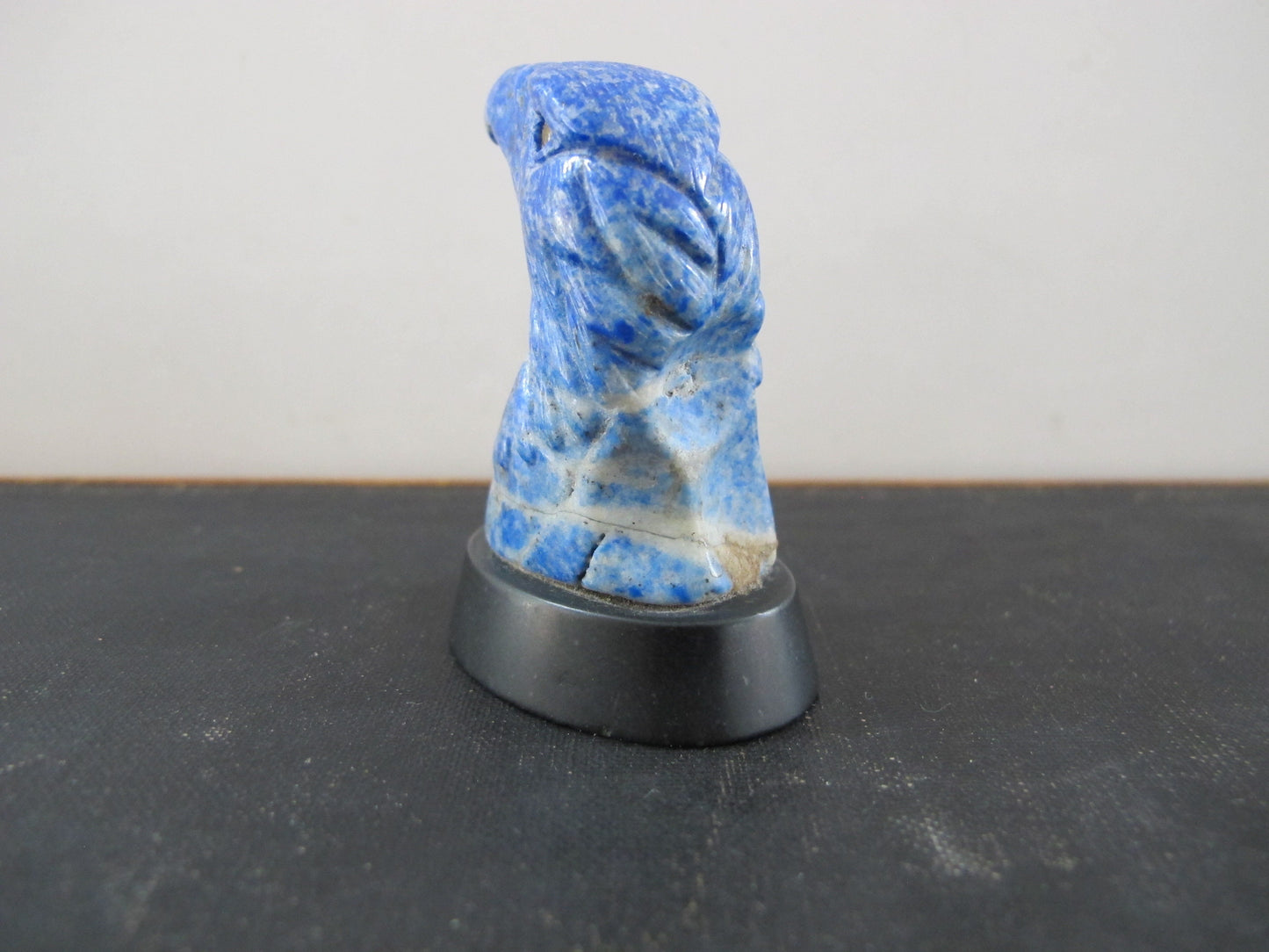 Eagle Sculpture Russian Lapis Lazuli Slate Inset Glass Eyes Hardstone Carving
