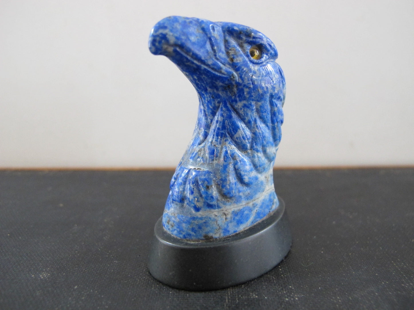 Eagle Sculpture Russian Lapis Lazuli Slate Inset Glass Eyes Hardstone Carving