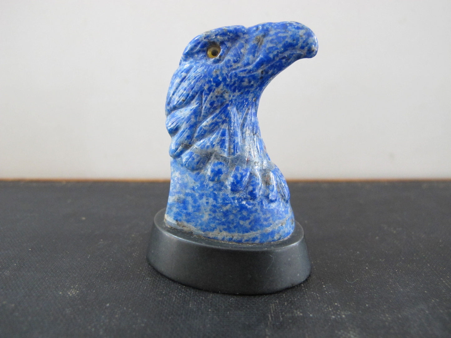 Eagle Sculpture Russian Lapis Lazuli Slate Inset Glass Eyes Hardstone Carving