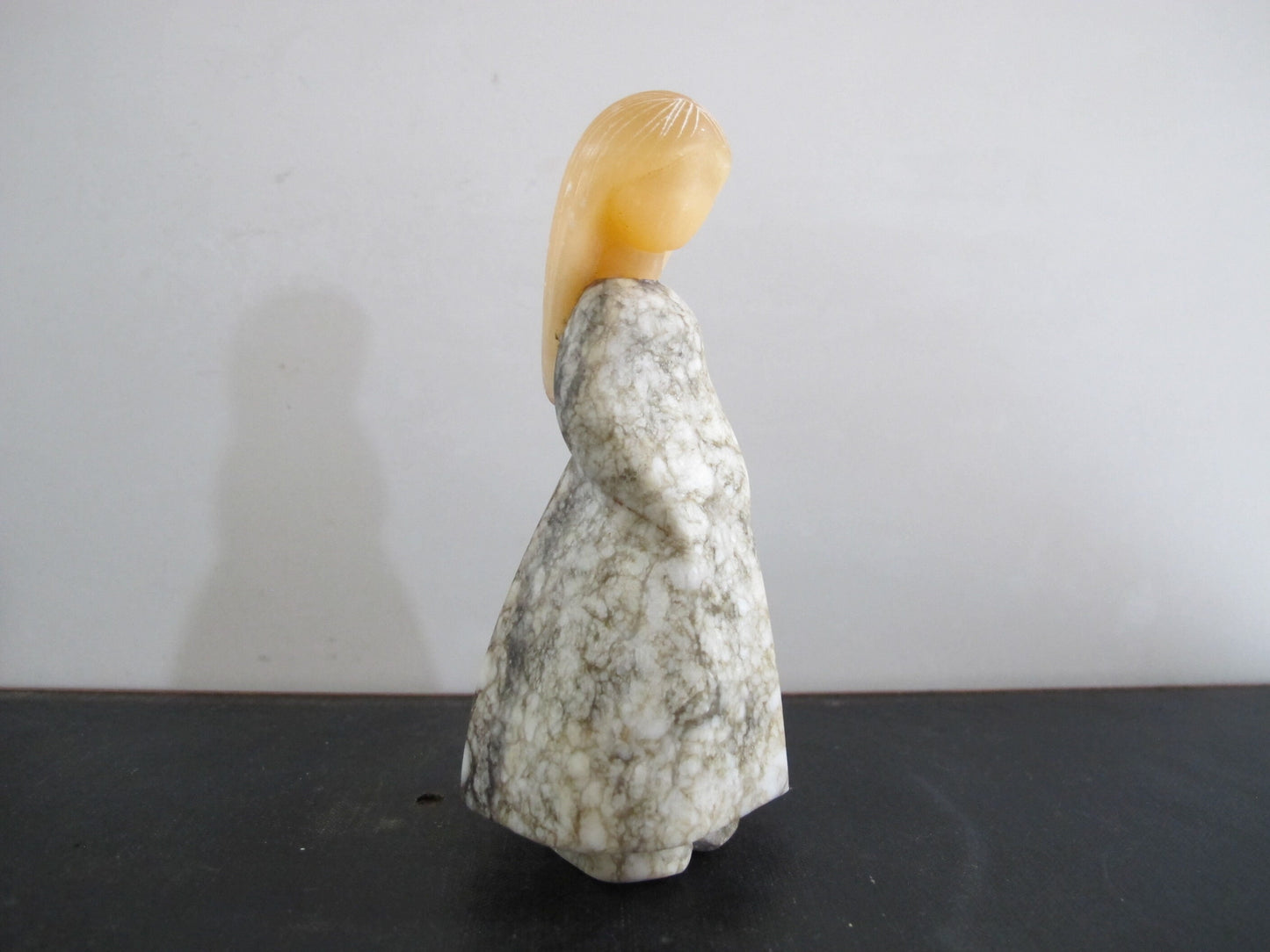 Sculpture Miniature Maiden Girl Mixed Minerals 1950s 1960s Hardstone Carving