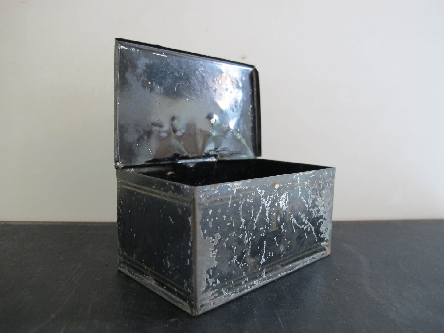 Toleware Pieced Tin WAFERS Wall Box Victorian 1870s 1800s
