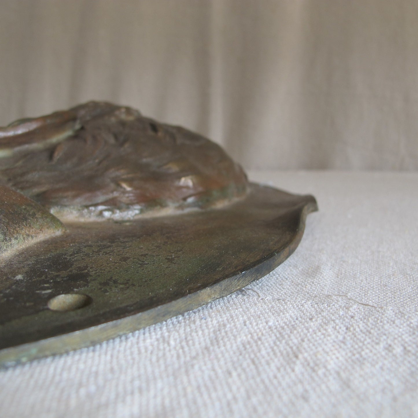Henry Baerer Bronze Portrait Relief of a Young Man 1878 Signed Antique Sculpture Plaque