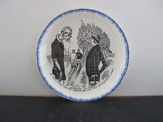 Plate French Satire France Desespoir Fiance 1920s Cartoon Daumier Football
