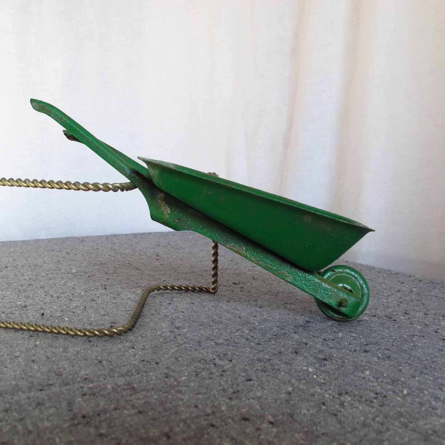 Toy Miniature Wheelbarrow Stamped Steel or Iron 1920s 1930s Green
