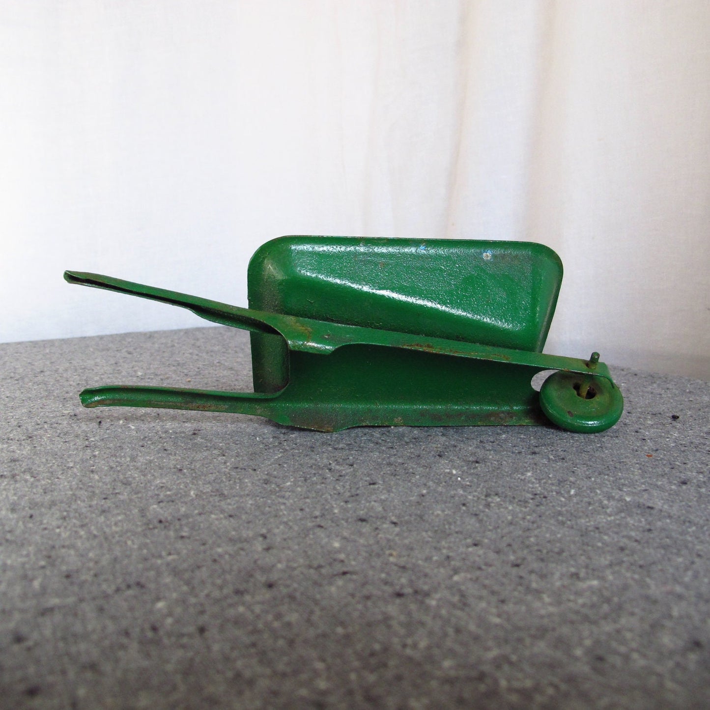 Toy Miniature Wheelbarrow Stamped Steel or Iron 1920s 1930s Green