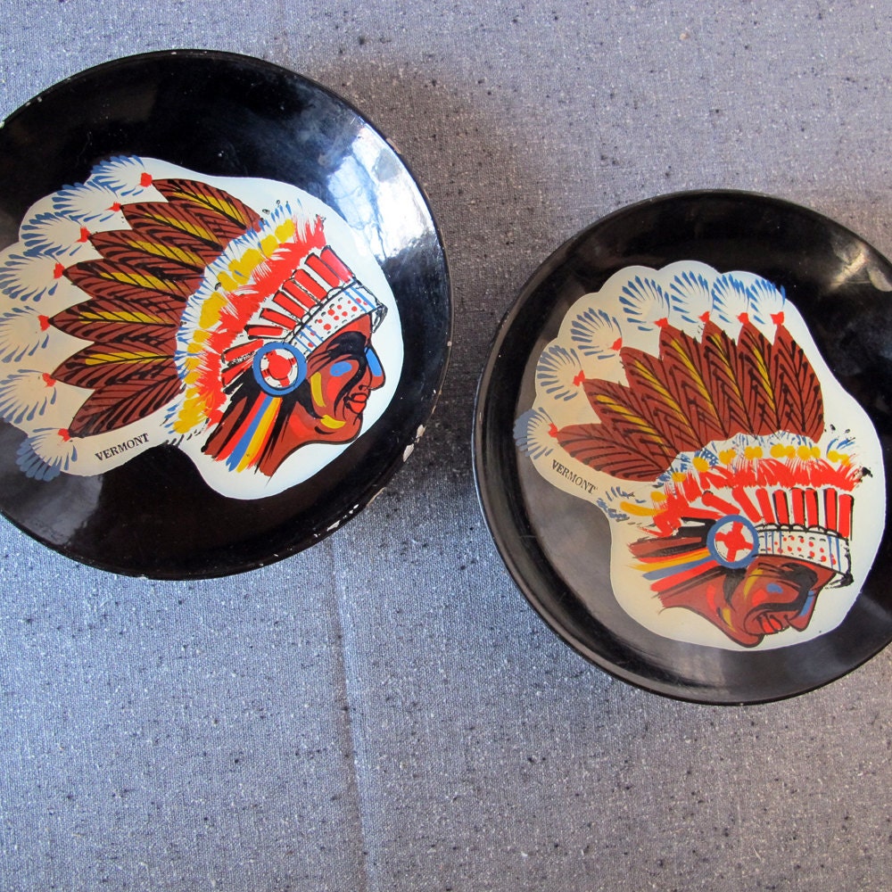 Native American Bowl Japanese Lacquerware Vermont Indian Chief Bowls 1950s