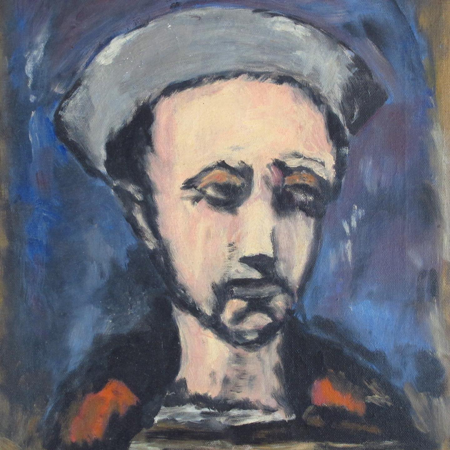 Oil on Canvas Sailor Portrait in the manner of Georges Rouault, c. 1950