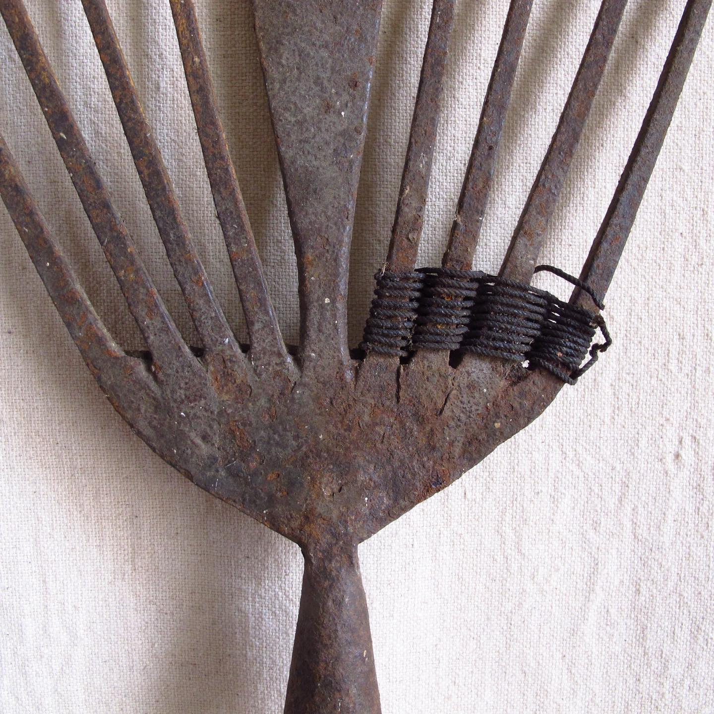 19th Century Eel Rake in Hand Forged Iron Antique