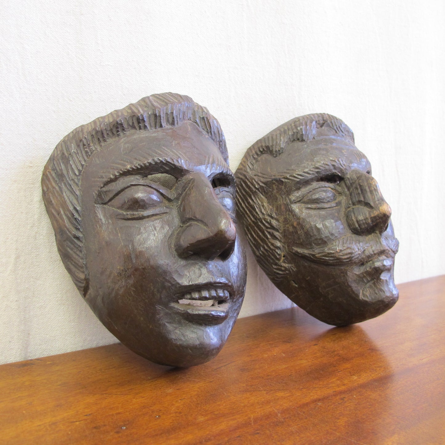 Central American passion play or dance masks, late 19th century 1800s, probably Guatemalan