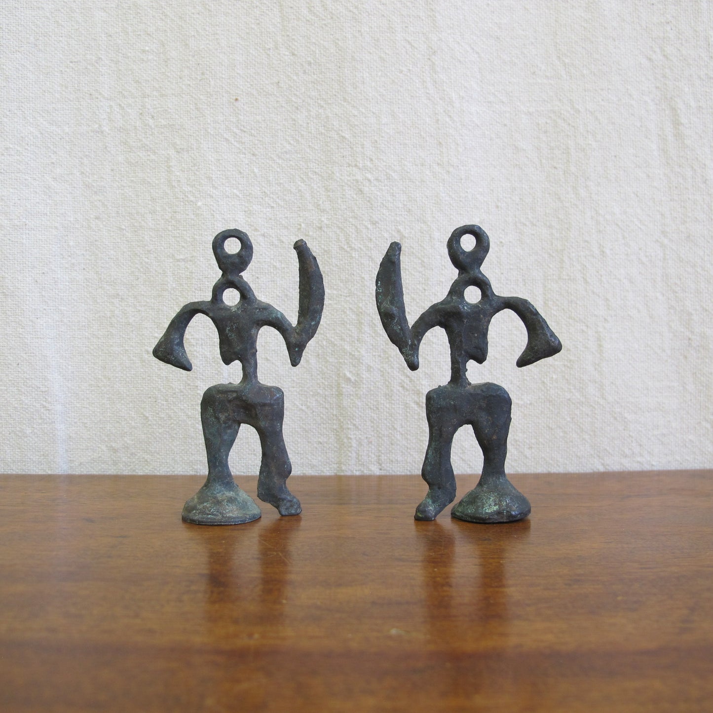 Miniature midcentury Brutalist bronze sculptures of warriors, c. 1950 1960