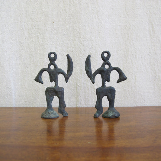 Miniature midcentury Brutalist bronze sculptures of warriors, c. 1950 1960