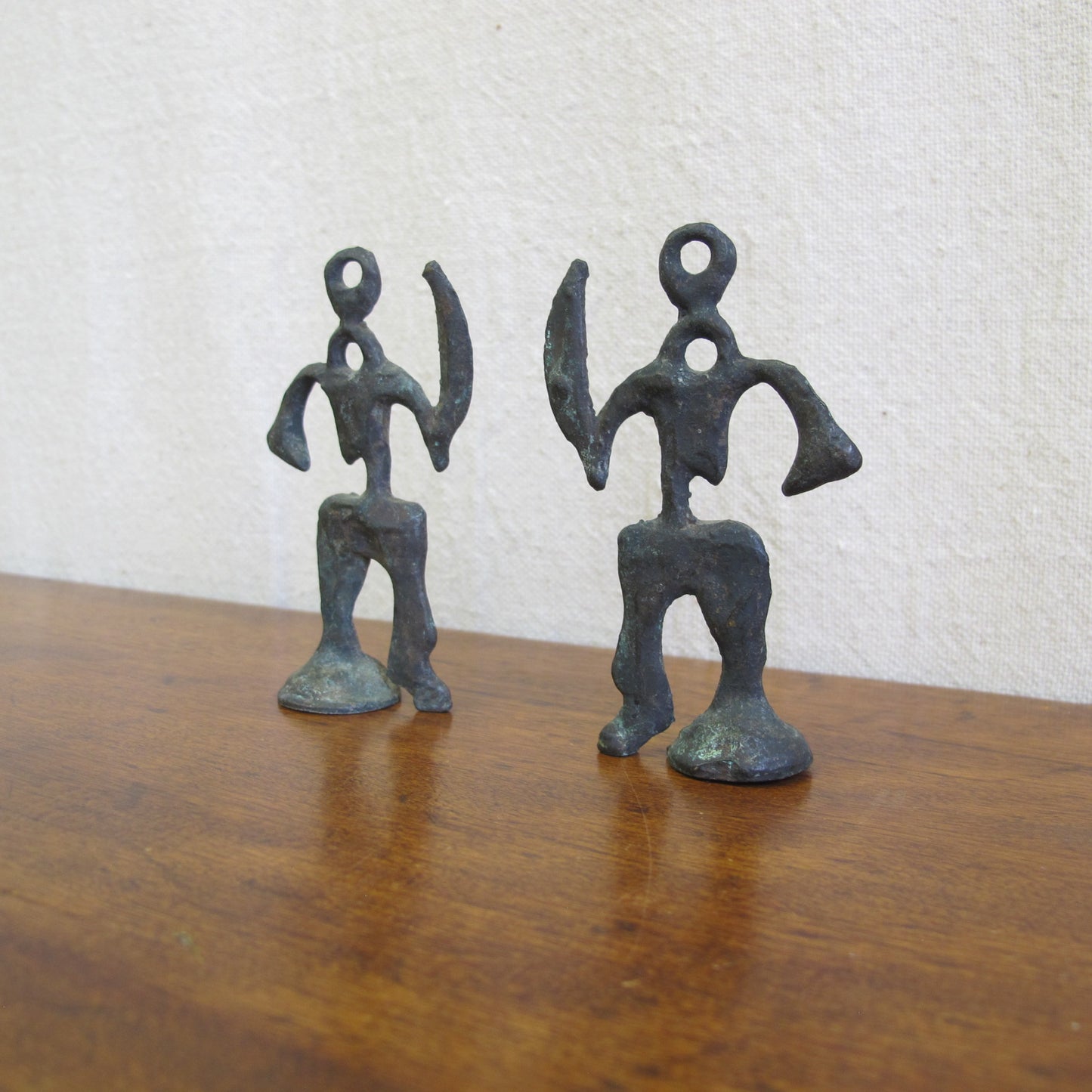 Miniature midcentury Brutalist bronze sculptures of warriors, c. 1950 1960